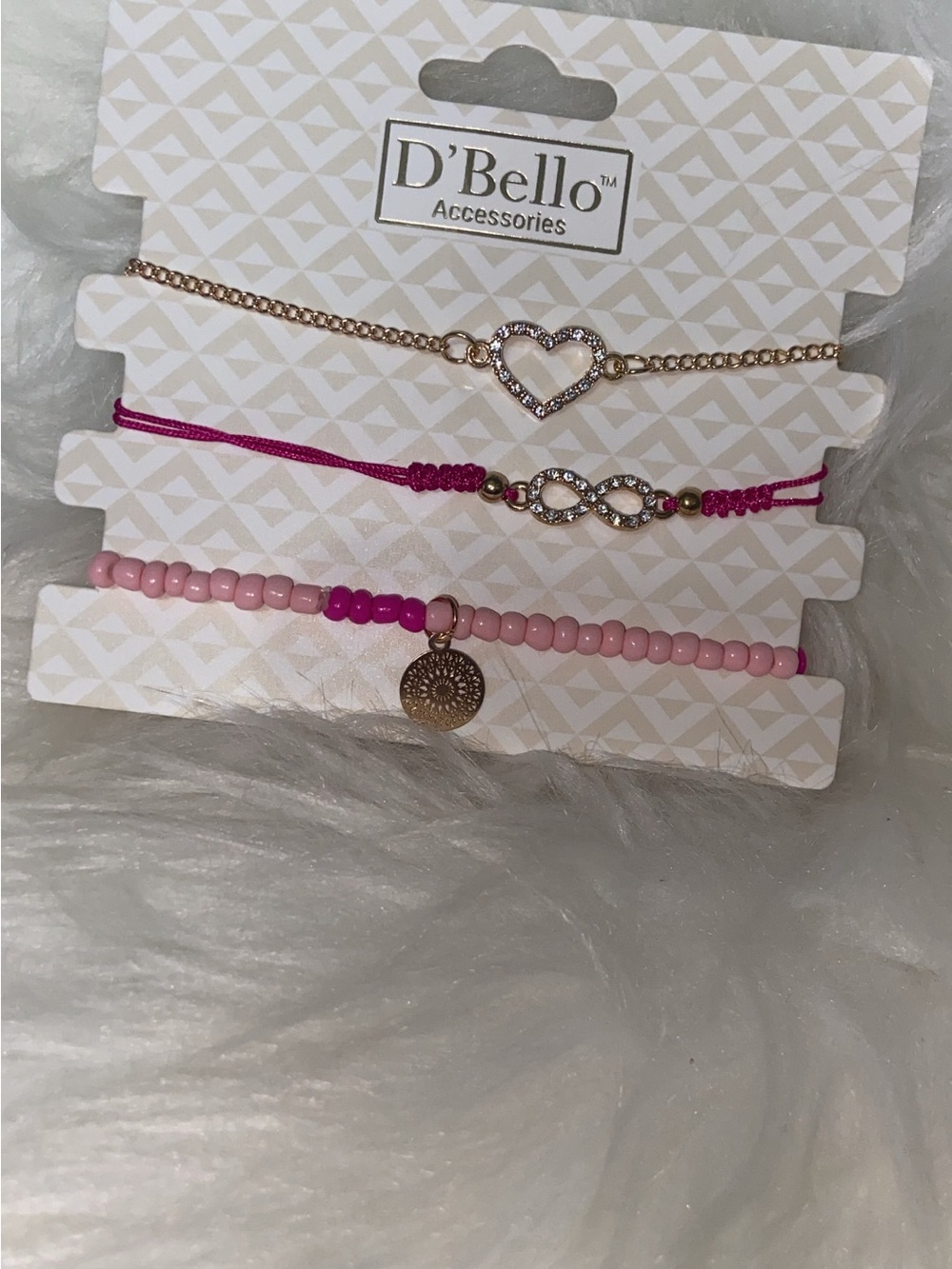 D'Bello Pink & Gold Layered Bracelet Set